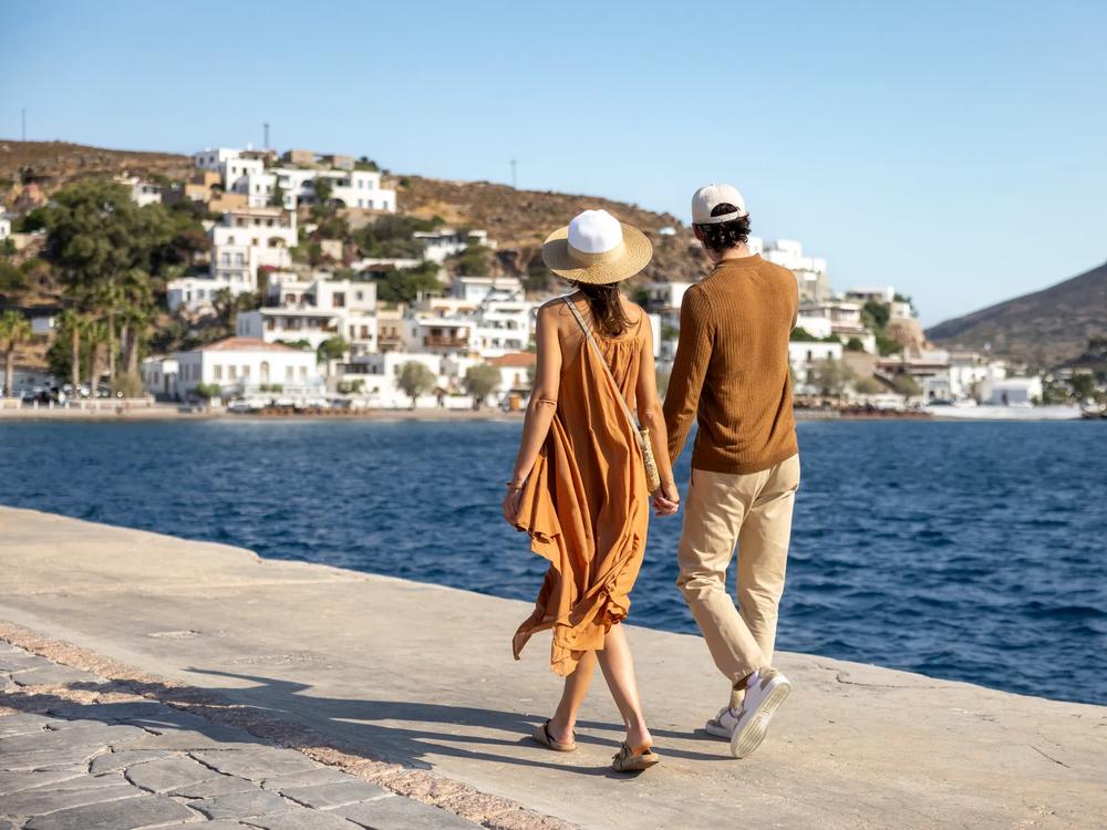 A harbour promenade on Patmos in the Greek islands